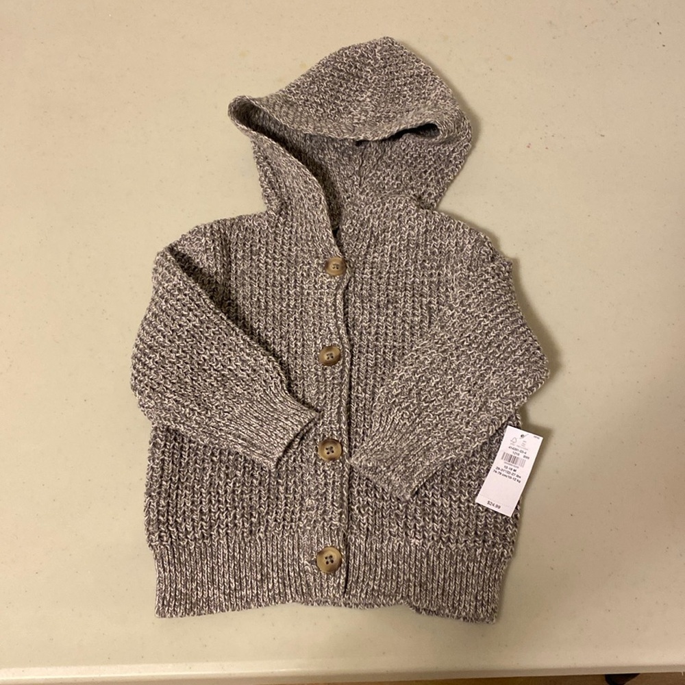 Hooded Button-Front Knit Cardigan for Baby